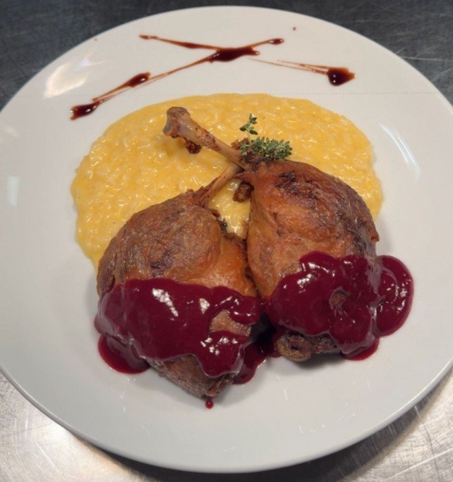 Confit de Canard com Risoto de Laranja
